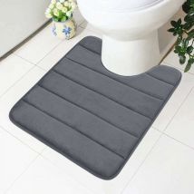 1PC Tapis de toilette en mousse à mémoire de forme antidérapant avec découpe 40 x 50 cm, absorbant, lavable pour wc, gris foncé