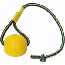 Cyslmuk - 1pc Balle pour chien jaune de 9 cm avec corde, balle d'entraînement pour chien en mousse, balle flottante pour chien, petit jouet de