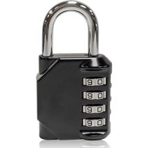 1Pc Cadenas à combinaison à 4 chiffres,étanche, noir, fermoir à combinaison en métal étanche et acier plaqué argent