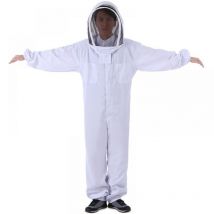 1PC Costume d'apiculture en coton naturel blanc avec voile de clôture-XL, costume anti-abeille épaissi