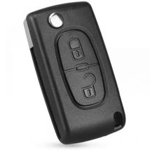 1pc Étui pour clé de voiture pliable à 2 boutons avec porte-clés et support de batterie compatible avec PEUGEOT CITROËN