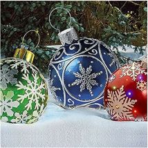 Serbia - 1PC Flocons de neige argent Boule de Noël gonflable géante - Décoration d'extérieur/intérieur pour mariage, festival, cour, jardin - Avec