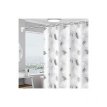 1pc Rideaux de Douche, Rideau de Douche 180x200 cm, Rideau Douche Anti Moisissure - Blanc la Feuille Lavable Rideau - avec 12 Crochets à Rideaux