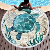 1pc Serviette de plage ronde en microfibre pour couverture de plage, serviette de bain, tapis de yoga, couverture de camping, couverture de