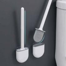1PCS Brosse wc Silicone et Supports Toilettes Profondeur,Balayette avec Long Manche en Plastique Antidérapant et Poils Flexibles,Brosse Toilette avec