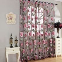 1pcs Fashion Peony Flower Window Curtains Transparent Euramerican Home Decoration For Living Room Bathroom Bedroom Accessories