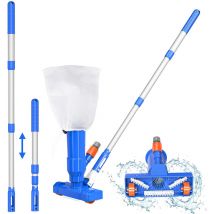 1pcs Kit d'aspirateur de Piscine amélioré, Bassin d'aspirateur de Piscine Portable avec Brosse, Sac à Feuilles et Poteau de 40 '' idéal pour Piscine