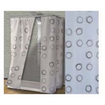 1BLISTER tenda per doccia in peva 'cerchi' fondo bianco decori marroni - CM.120X200H.