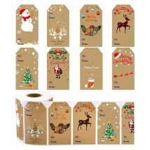 1roll 300pcs/rolls Autocollants D'étiquette De Cadeau De Noël Noël Auto-adhésif Cadeau Autocollants Pour Cadeau Noël Sac Étiquette Autocollant