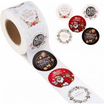 1roll 500 pièces 3.8cm (5 Modèles) Etiquette Autocollantes Noel, Autocollants d'enveloppe Présente des Autocollants Décoratifs Décoration de fête