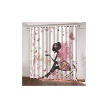 Mowze - Rideaux Occultants Isolant Thermiques Blanc Rose Jaune Papillon Fée 1 Pièces Chambre Enfant Bebe Fille Rideau Salon Design Moderne 100X140cm