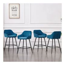 Jymtom - Lot de 4 tabourets de bar chaises en velours,Siège rembourrée, pieds en métal,tabouret. chaises à manger, bars, jambes métalliques-teal