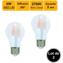 Lot de 2 Ampoules led E27 2X6W 600lm (60W) 360° - Blanc Chaud 2700K