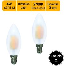 Arcotec - 2 ampoules flamme E14 led 2700K 4W 400 lms 360°BLANC chaud