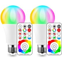 2 Ampoules led rgb+w A19 en Aluminium avec Télécommande - Atmosphère Colorée, 10W