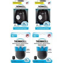 Thermacell - 2 Appareils Anti Moustiques & Moustiques Tigres + 2 Recharges 40h- Bouclier 29m² -Rechargeable - Inodore THE55NOIR2