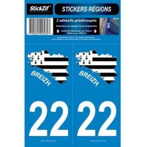 Stickzif - 2 Autocollants Departement 22 Carte Bretagne SR22-2