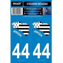 Stickzif - 2 Autocollants Departement 44 Carte Bretagne SR44-2
