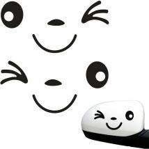 2 autocollants Smiley Face, autocollants de rétroviseur de voiture, autocollants de rétroviseur de voiture, autocollants de voiture décoratifs