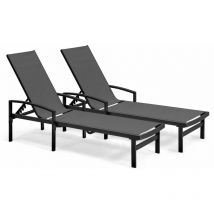 Oviala - Lot de 2 bains de soleil en aluminium gris