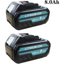 2 Batteries 8000mAh 18V, Replacement Battery For Makita BL1850 18V Li-Ion LXT Lithium-Ion Battery BL1850B BL1830 w/LED,Compatible with Makita 18V