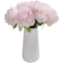 KZQ - 2 Blumensträuße, künstliche Pfingstrosen, 10 Köpfe, Seidenblumenblätter für Zuhause, Büro, Hochzeit, Festival, Bar, Dekor (Hellrosa)