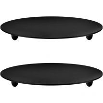 2 bougeoirs à disque en fer noir, plateaux de base pour bougies d'aromathérapie, bougeoirs à disque Amazon