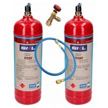 2 bouteilles de gaz réfrigérant R290 + tuyau + vanne 370gr Propane