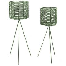 2 Cache-pots sur pieds en métal Mesh