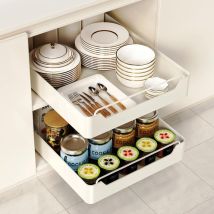 2 Cassetti Scorrevoli Da Cucina, Ripiano Telescopico Per Mobili Da Cucina, Soggiorno, Casa (42 Cm L X 30 Cm P X 7 Cm A), Non Necessita Di Foratura, 