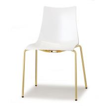 Scab Design - 2 Chaises de salle à manger blanc brillant pieds laiton - Boite à design