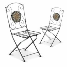 Chaise Pliante Pliable En Fer Et Mosaïque Pour Extérieur Musa 2 Pcs
