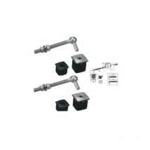 2 Charnières avec bouchons alu pour portillon de jardin avec tige filetée 180 mm pour profil 50 x 50