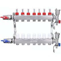 Xiiw - 7 circuits de chauffage avec distributeur de circuit de chauffage comprenant des vannes à boisseau sphérique de 1 pouce, plancher chauffant