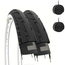 2 copertoni 26 x 1.75 + camere pneumatici bianconeri stradali slick city bike