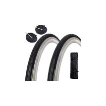 2 copertoni 700 x 25C (25-622) + camere pneumatici neri per bici da corsa road bike strada bicicletta