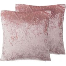 Beliani - Lot de 2 Coussins Décoratifs 45 x 45 cm en Velours Rose Déhoussables Idéals pour Chambre ou Salon au Style Classique ou Glamour