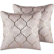 Lot 2 Coussins Décoratifs Roses à Motif Marocain Doré 45 x 45 cm Design Tendance pour Cahmbre ou Salon au Style Glamour Vintage ou Classique Beliani