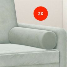 2 Coussins décoratifs Gris Ø15x50 cm En Velours. Idéal Salon, Sofa et Canapé - Gris