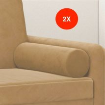 Le Poisson Qui Jardine - 2 Coussins décoratifs : Marron Ø15x50 cm En Velours. Idéal Salon, Sofa et Canapé - Marron