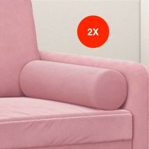 2 Coussins décoratifs Rose Ø15x50 cm En Velours. Idéal Salon, Sofa et Canapé - Rose