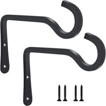 Jalleria - 2 crochets muraux en métal noir - 15 x 10 cm - supports de panier suspendu, Pour distributeur de nourriture d'oiseaux, jardinières,