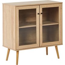 Glass Display Sideboard ALBANY 80 cm Light Brown