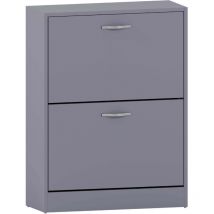 Home Discount - 2 Drawer Shoe Cabinet Hallway Storage Cupboard Stand, Grey