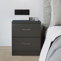 2 Drawers Chest of Drawers Bedside Cabinet Nightstand Bedroom Table Furniture Grey