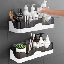 2 Duschablage Ohne Bohren, Duschorganizer aus Kunststoff, Duschkorb zum Hängen mit Ablauffür Shampoo Duschgel
