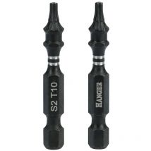 Hanger - 2 embouts impact 1/4'' étoile percée TTX10 longueur 50 mm 134067