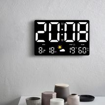 2 en 1 Réveil + Station Météo horloge murale numérique Météo AGSIVO Grand écran LED avec télécommande luminosité automatique,température