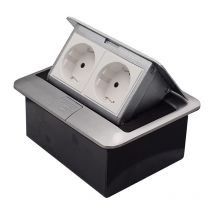 Gojoy - 2 enchufes de suelo empotrables, Toma de corriente empotrable de 2 tomas, empotrable, para suelo, mesa, oficina, encimera, restaurante