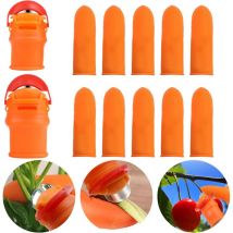 2 Ensembles Coupeur de Pouce, Silicone Couteau à Pouce, Séparateur Coupe Pouce avec Protège-Doigts en Silicone, Couteau Cueillette Fruits, Jardinage